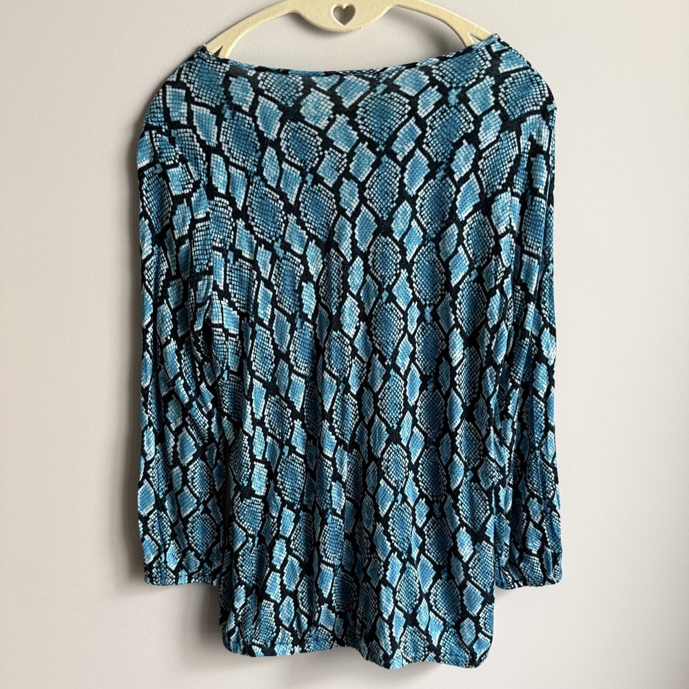 MICHAEL KORS Y2K Snake Animal Print Top XS Keyhole Blue Stretch Festival Safari - Picture 3 of 7